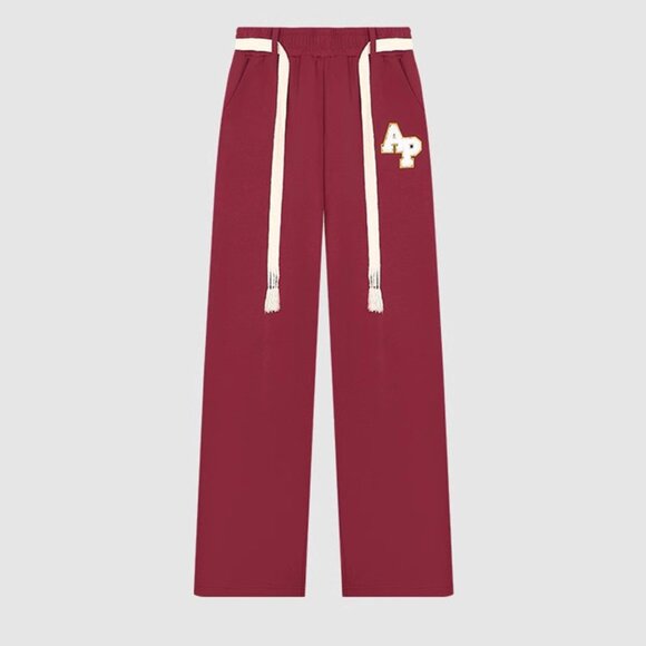 B.Sure Burgundy High-Waist Straight Casual Pants - Picture 1 of 4